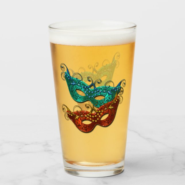 Verre Masques Mardi Gras | Mars 2019 | Masquage (Devant (rempli))