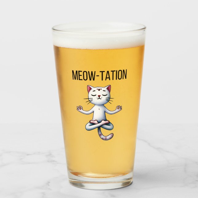 Verre Méditation drôle de chats (Devant (rempli))