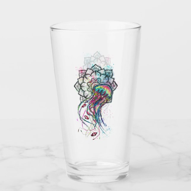 Verre Méduse Colorée Avec Mandella (Devant)