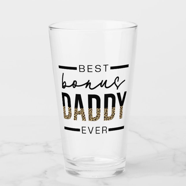 Verre Meilleur Bonus Daddy Jamais Leopard Typographie (Devant)