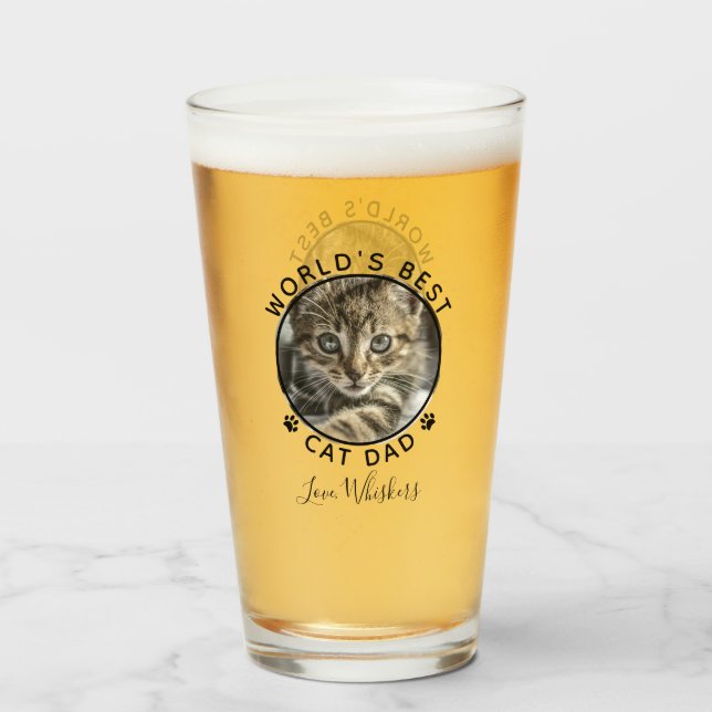 Verre Meilleur Chat Papa Empreintes de pattes Pet Photo  (Devant (rempli))