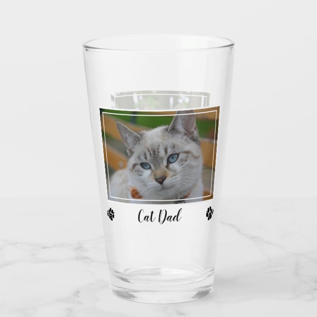 Verre Meilleur Chat Papa Jamais - Papa Anniversaire Phot (Dos)