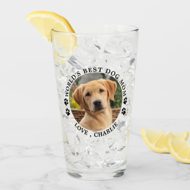 Verre Meilleur Chien Maman Empreintes de pattes Personna (Devant glace)