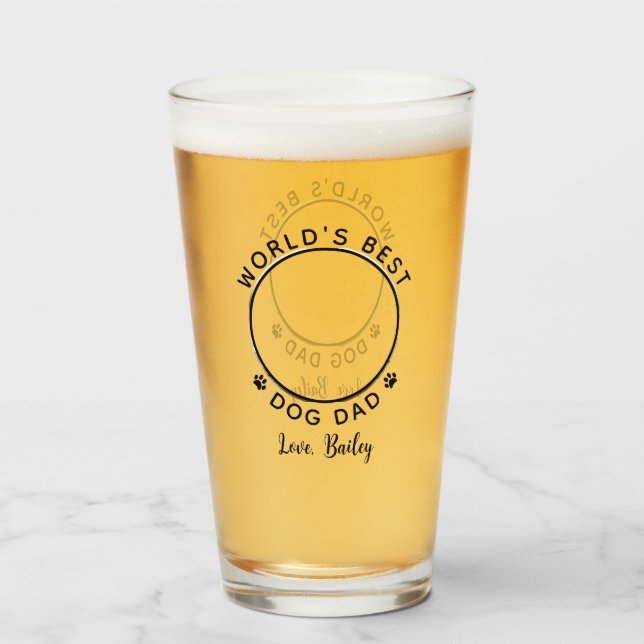 Verre Meilleur chien papa Empreintes de pattes du monde  (Devant (rempli))