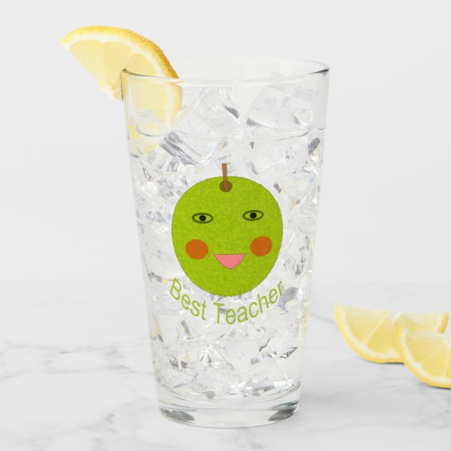 Verre Meilleur enseignant Happy Apple (Devant glace)