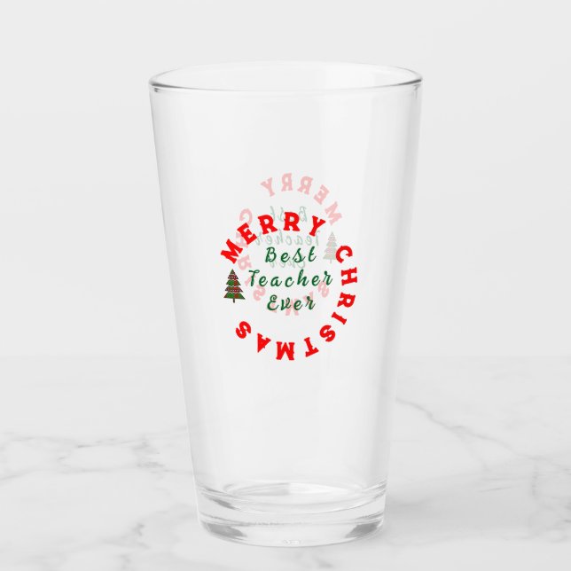 Verre Meilleur Enseignant Toujours Noël Merci Cadeau (Devant)