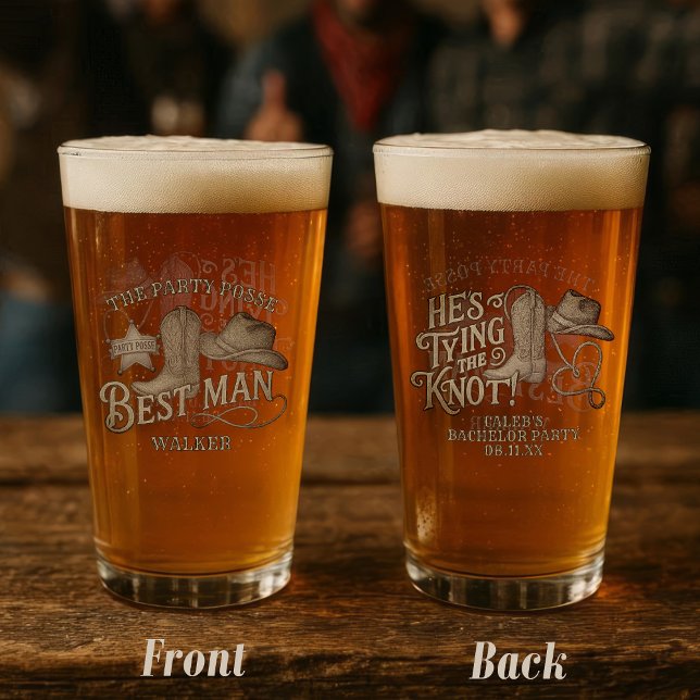 Verre Meilleur Garçon de la Mariée Cow-boy Gang Fête de  (Front/Back)