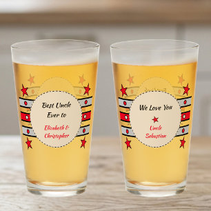 Verre Meilleur Oncle on t'aime noms étoiles rouge bière