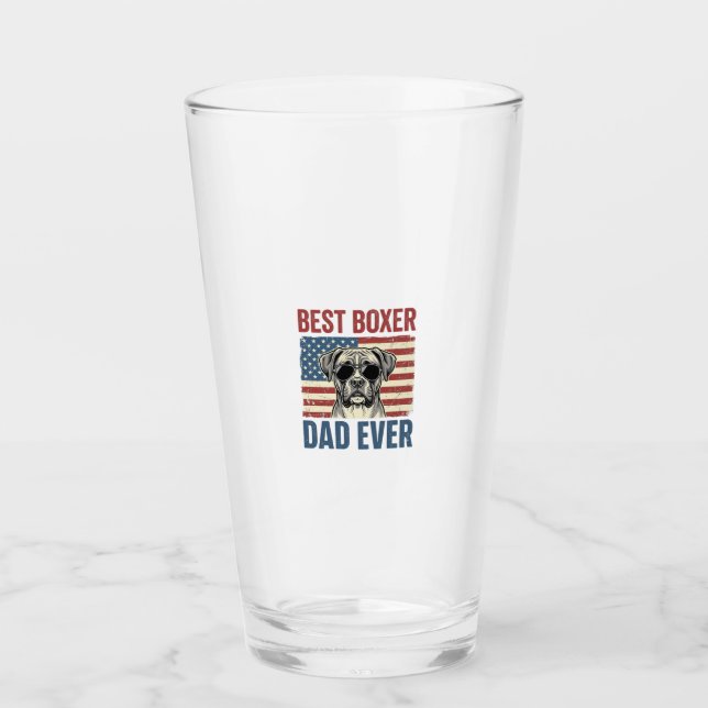 Verre Meilleur Papa Boxer Vintage Chien (Devant)