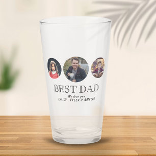 Verre Meilleur Papa Fête des Pères 3 Collage Photo Ovale