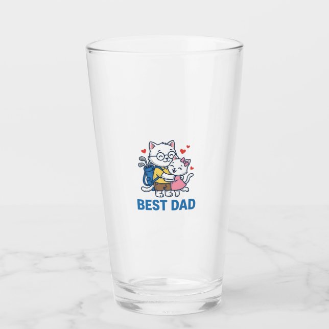 Verre Meilleur Papa Golf Chat Câlin Mignon Design Vector (Devant)