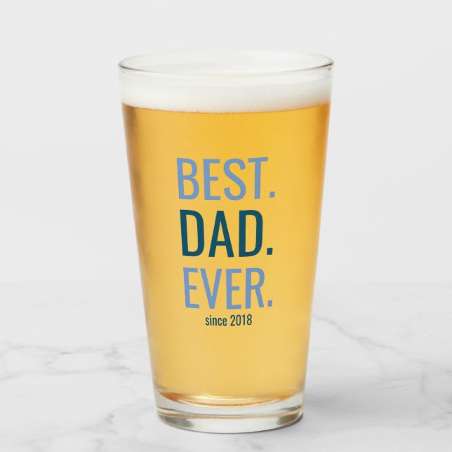 Verre Meilleur papa jamais Fête des pères Année Etablie  (Devant (rempli))