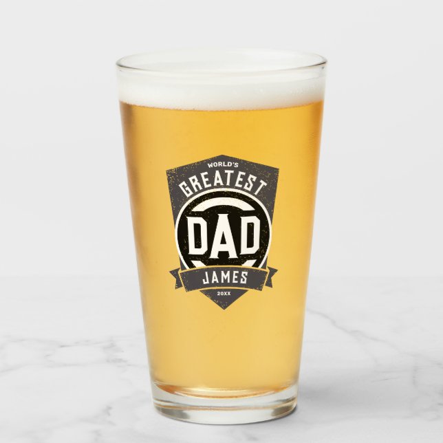 Verre Meilleur papa jamais moderne cadeau Fête des pères (Devant (rempli))