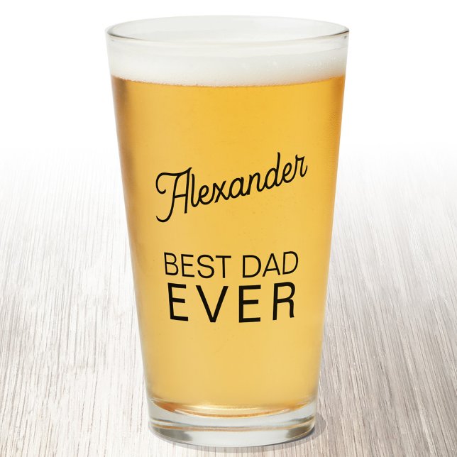 Verre Meilleur papa jamais Nom personnalisé Bière (Personalized name Best Dad Ever beer glass)