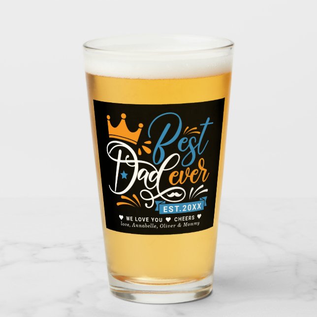 Verre Meilleur papa jamais Typographie Année établie (Devant (rempli))