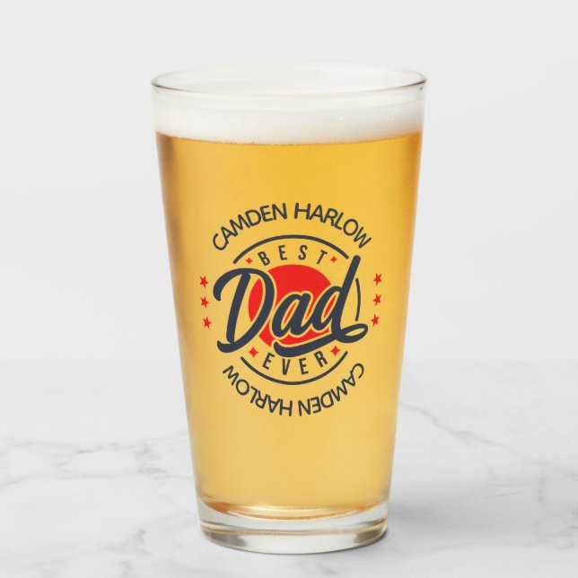 Verre Meilleur Papa Nom Rouge Blanc Bleu (Devant (rempli))