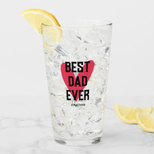 Verre Meilleure Fête des pères de coeur rose pour papa
