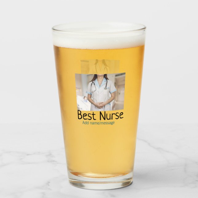 Verre Meilleure infirmière ajouter le nom de la photo te (Devant (rempli))