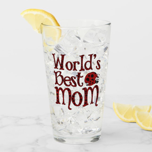 Verre Meilleure Maman au Monde Coccinelles (Devant glace)