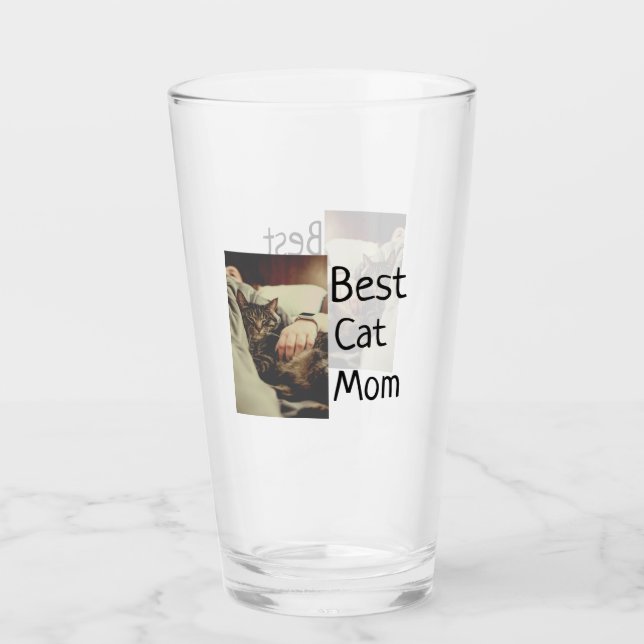 Verre Meilleure maman chat papa ajouter chat photo nom c (Devant)