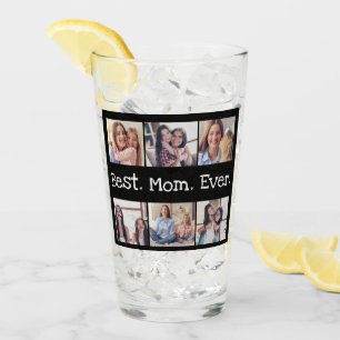 Verre Meilleure maman Ever 6 photo Collage noir et blanc