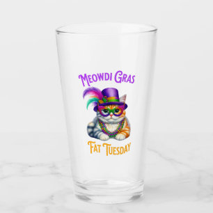 Verre Meowdi Gras Mardi Gras avec Kitten Gras Mardi