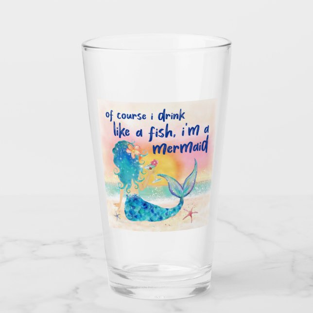 Verre Mer de Mermaid | Boire Comme Un Poisson Plage Trop (Devant)