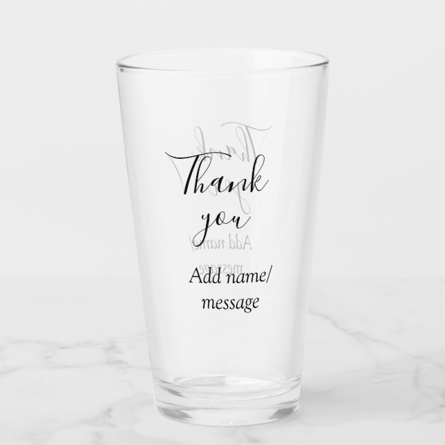 Verre Merci ajoutez un nom message simple calligraphie é (Devant)
