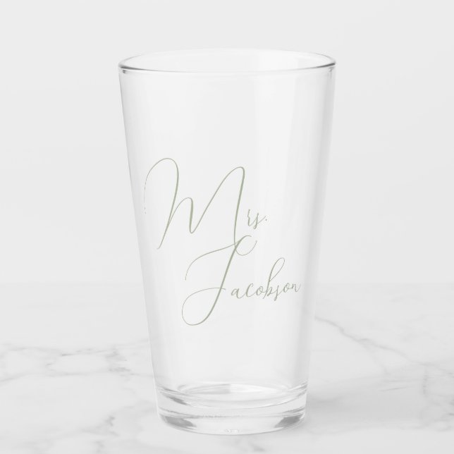 Verre Merci Client Mariage Cadeau Sage Vert (Devant)
