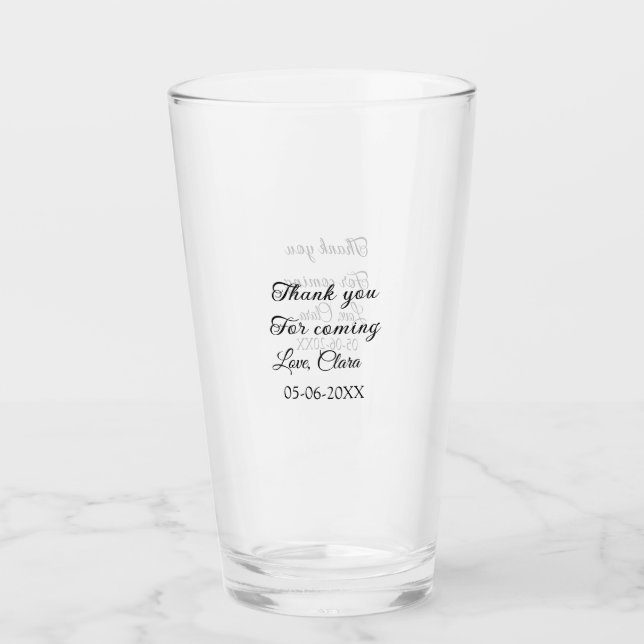 Verre merci d'être venu/venue nom à ajouter par SMS (Devant)