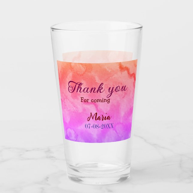 Verre Merci pour la fête d'anniversaire à venir ajouter  (Devant)