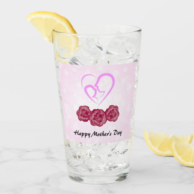Verre Mère et bébé Carnation enfant Fête des mères (Devant glace)