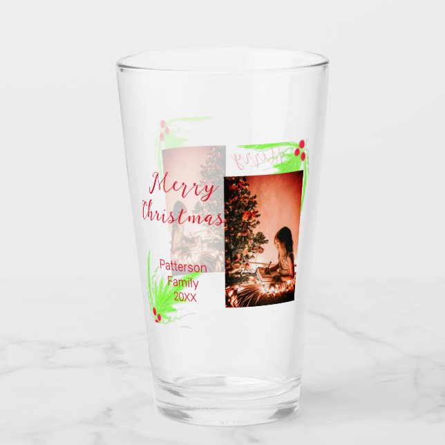 Verre Merry Bright Christmas ajouter nom de famille bien (Devant)