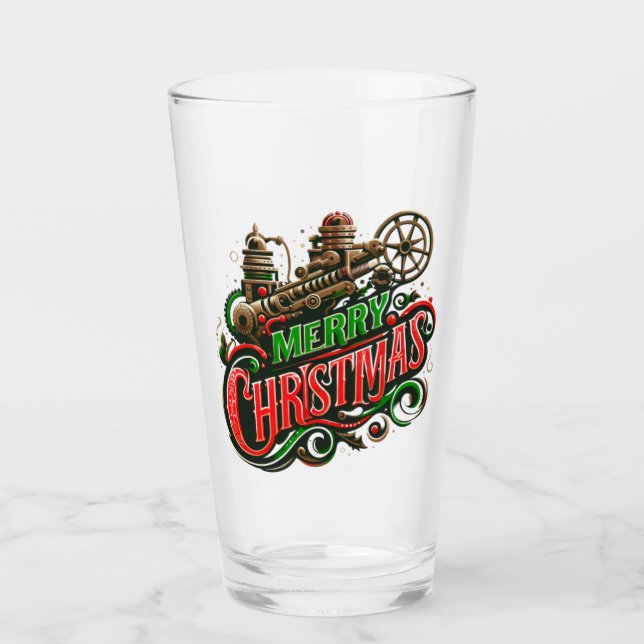 Verre Merry Christmas steampunk (Devant)