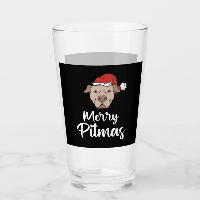 Verre Merry Pitmas Pitbull Christmas (Devant)