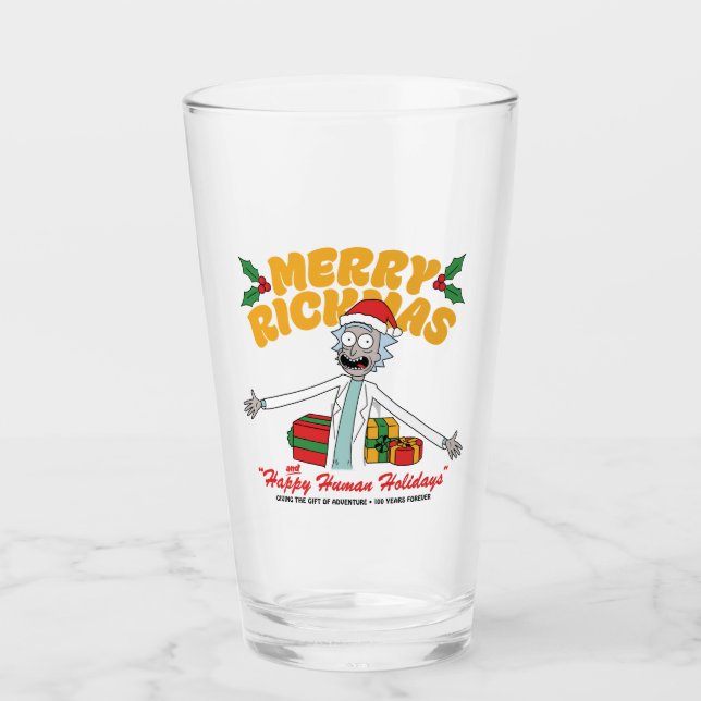 Verre Merry Rickmas et Happy Human Holidays (Devant)