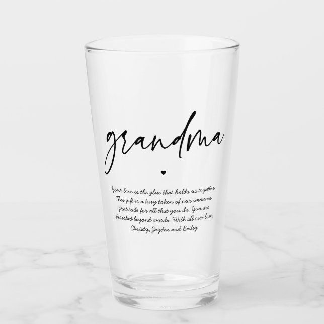 Verre Message personnalisé à grand-mère Élégante typogra (Devant)