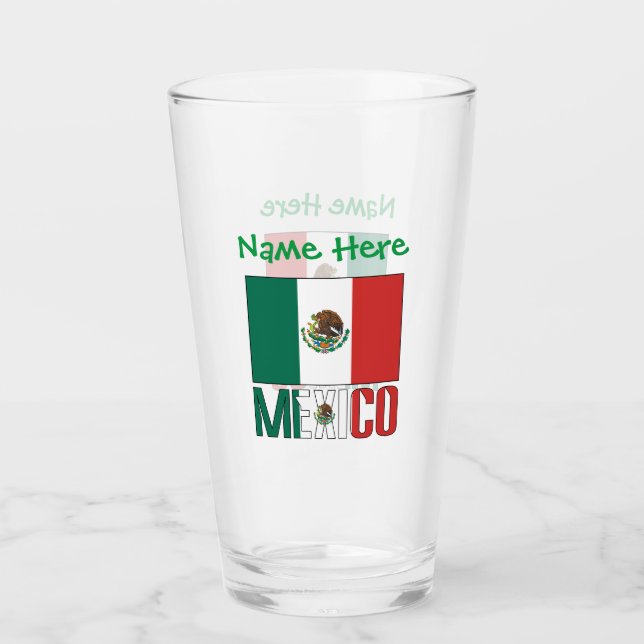 Verre Mexique Drapeau Vert Personnalisation Boire (Devant)