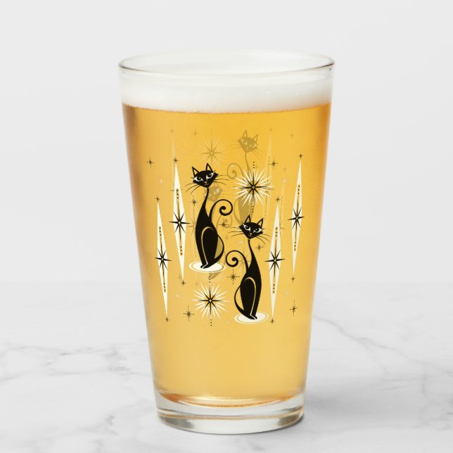 Verre Mi-siècle Meow Retro Chats atomiques ©studioxine (Devant (rempli))