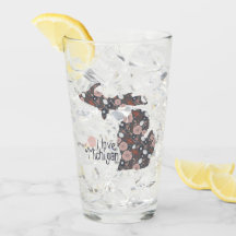 Michigan I Love Floral Plein Silhouette