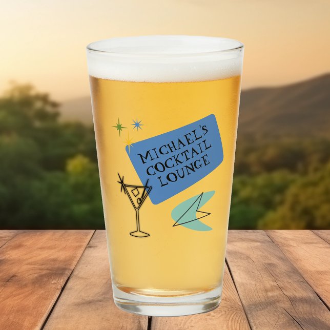 Verre Mid Century Modern Neon Cocktail Nom du salon (Créateur téléchargé)