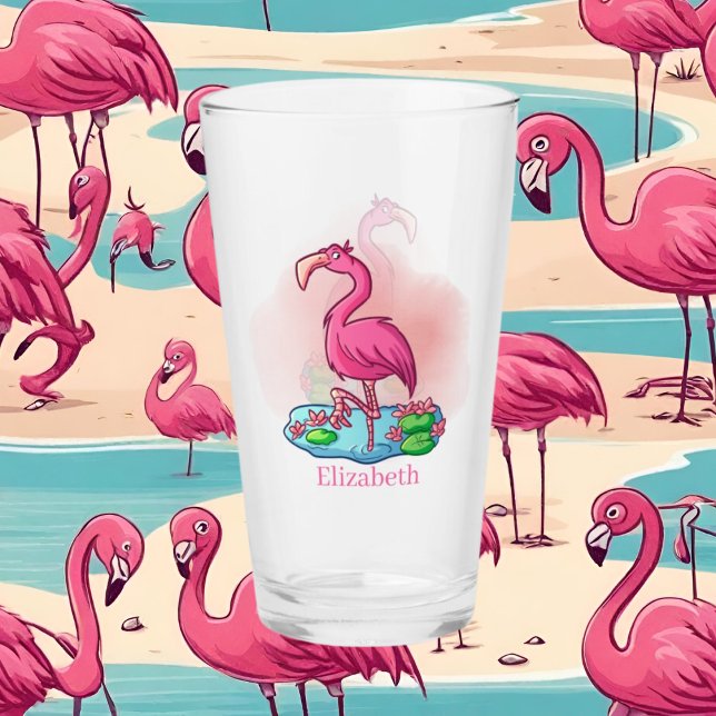 Verre mignon ajouter nom rose flamant (Créateur téléchargé)