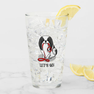 Verre Mignon Allons-y ! Chien Japonais (noir et blanc 1)