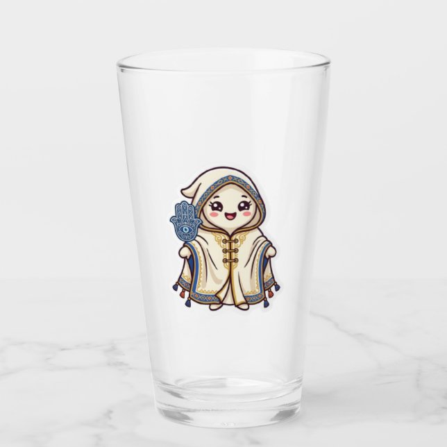 Verre Mignon Barnous Marocain Kawaii et Main de Khamsa (Devant)
