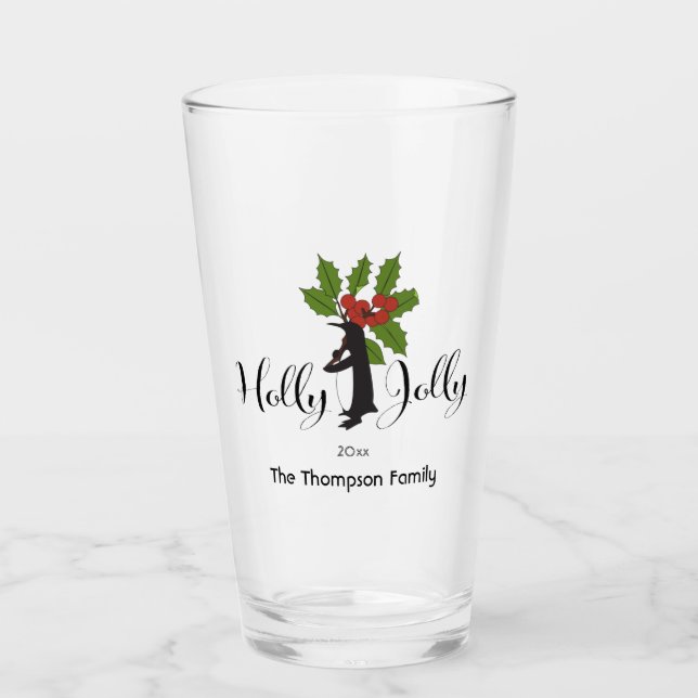 Verre Mignon Joyeux Noël de Pingouin Drôle (Devant)