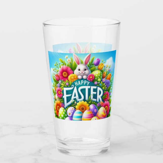 Verre Mignonne lapin de printemps/Pâques avec oeuf (Devant)