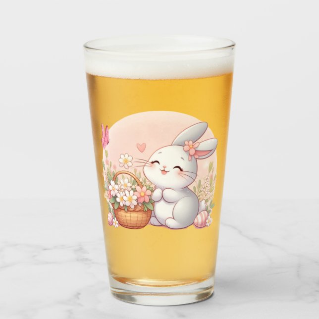 Verre Mignonne lapin de printemps/Pâques avec oeuf (Devant (rempli))