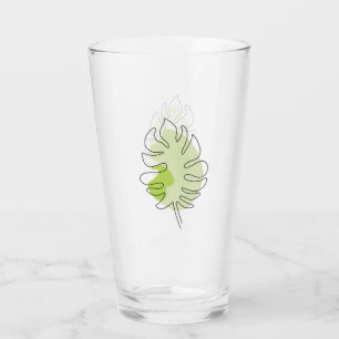 Verre Mignonne ligne art tropical isolé feuillage vert