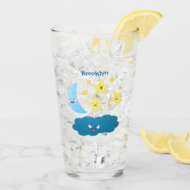 Verre Mignons étoiles chantant, lune et bande dessinée d (Dos glace)