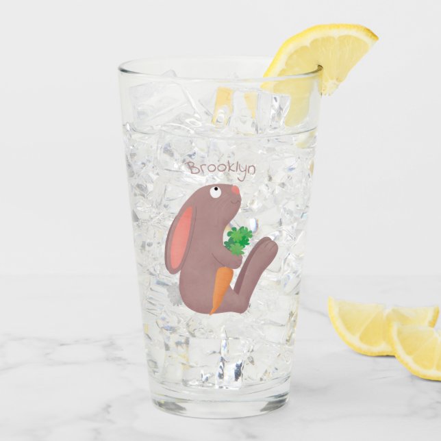 Verre Mignons lapin lapin lapin assis avec dessin de car (Dos glace)